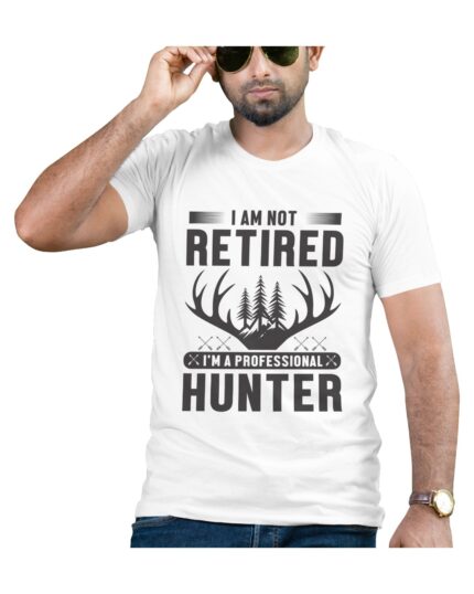 Professional Hunter White T-Shirt with Bold Statement