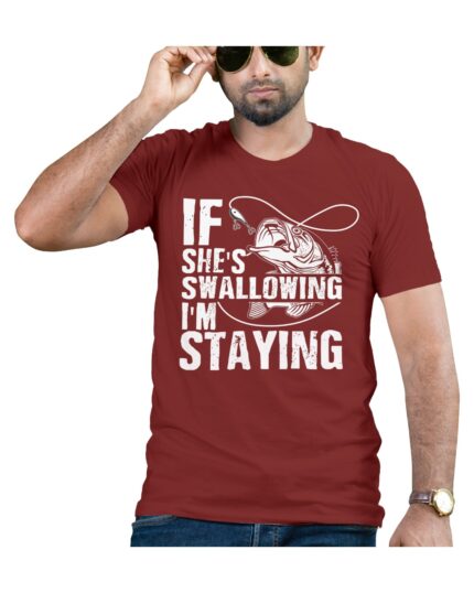 Funny Maroon T-Shirt for Men Who Love Joking About Fishing