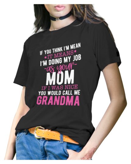 Black Cotton T-Shirt for Proud Moms and Grandmas