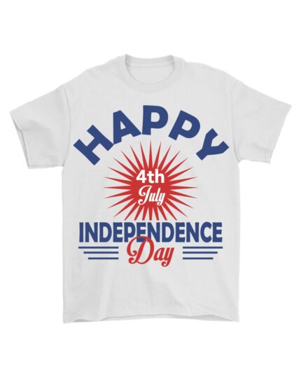 White Independence Day T-Shirt with 4th of July Print