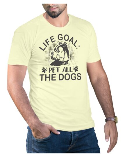 Light Yellow Cotton T-Shirt for Dog Lovers Who Want to Pet All the Dogs