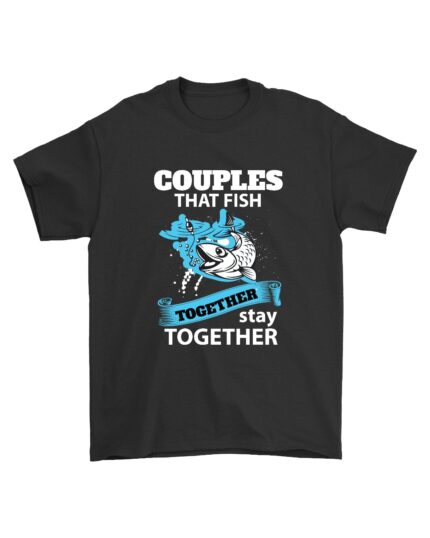 Fishing Enthusiast T-Shirt for Couples with a Cool Fish Graphic in Black