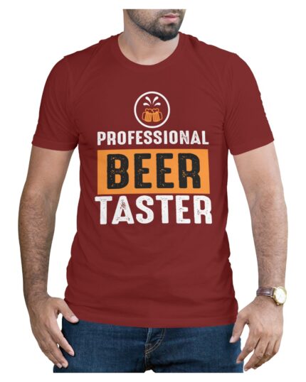 Maroon Cotton T-Shirt for Beer Lovers and Fun Times