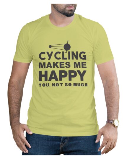 Joyful Cycling Hobby Tee with a Pedal Graphic an Awesome Light Yellow option