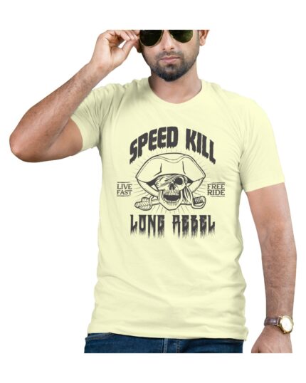 Light Yellow Cotton T-Shirt for Fun-Loving Bike Riders