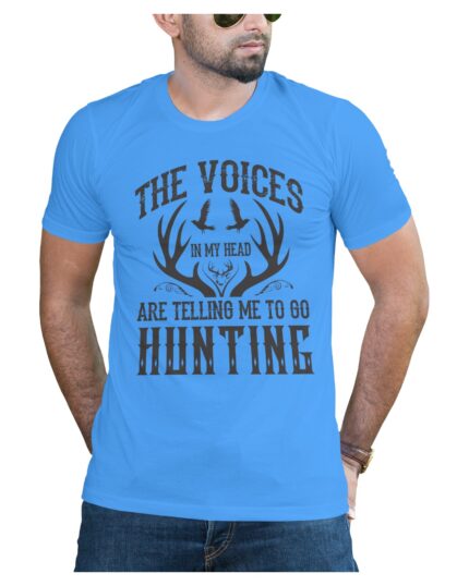 Light Blue Cotton T-Shirt for People Who Love Nature and Hunting