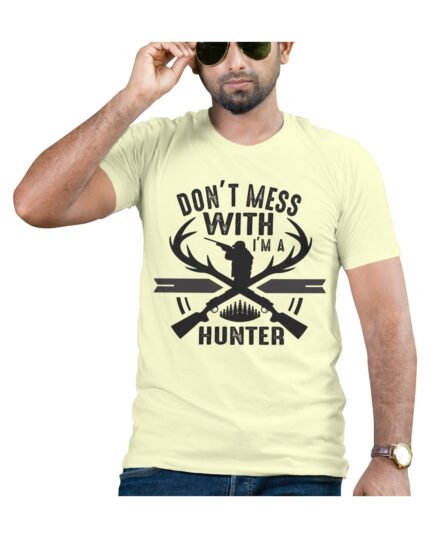 Cool Hunter Graphic T-Shirt for Men Outdoors and Nature Lovers Cotton Round Neck Half Sleeve Tee Perfect Gift