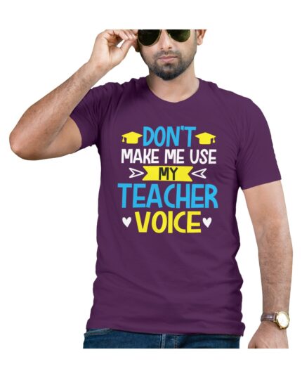 Fun Teacher Voice Graphic T-Shirt for Men Cotton Round Neck Half Sleeve Casual Wear Perfect Gift for Teachers