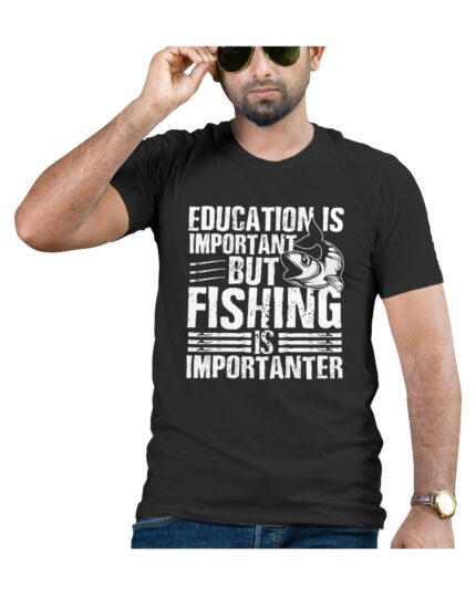 Humorous Fishing Lover T-Shirt for Men Cotton Round Neck Half Sleeve Casual Wear Funny Gift for Anglers