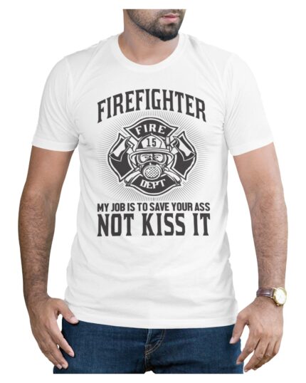 Funny Firefighter White T-Shirt for Daily Wear or Gift