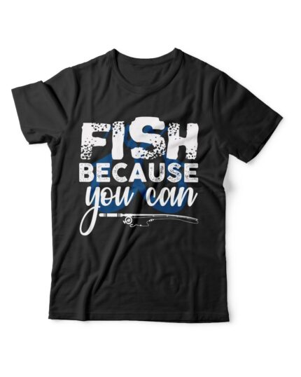 Fishing Theme Black T-Shirt for Daily Use Casual and Outdoors
